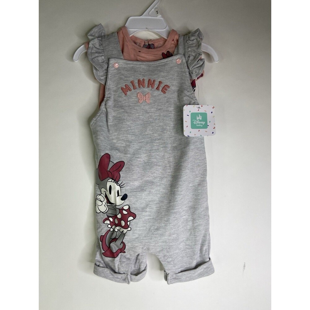Disney Minnie Mouse 2 Piece Set Romper Overalls and T-Shirt Top Girls 18 Months
